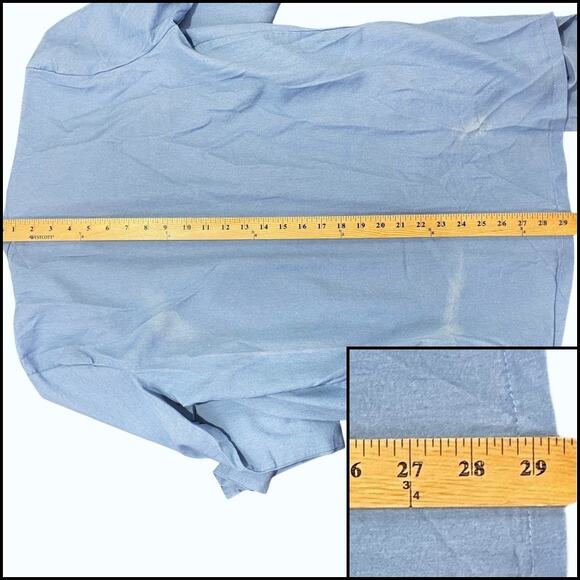 Chambray Waterfall Cardigan XL Blue Asymmetrical Open Front Roll Tab Sweater XL - Picture 10 of 13